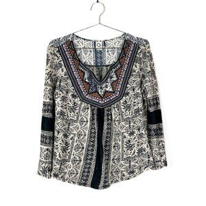 Anthropologie Akemi + Kin Silverpoint Peasant Top Beaded Embroidered M